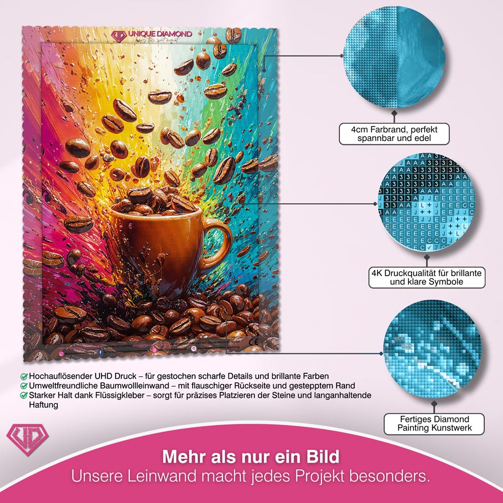 5D Diamond Painting – Kaffee-Explosion Unique-Diamond