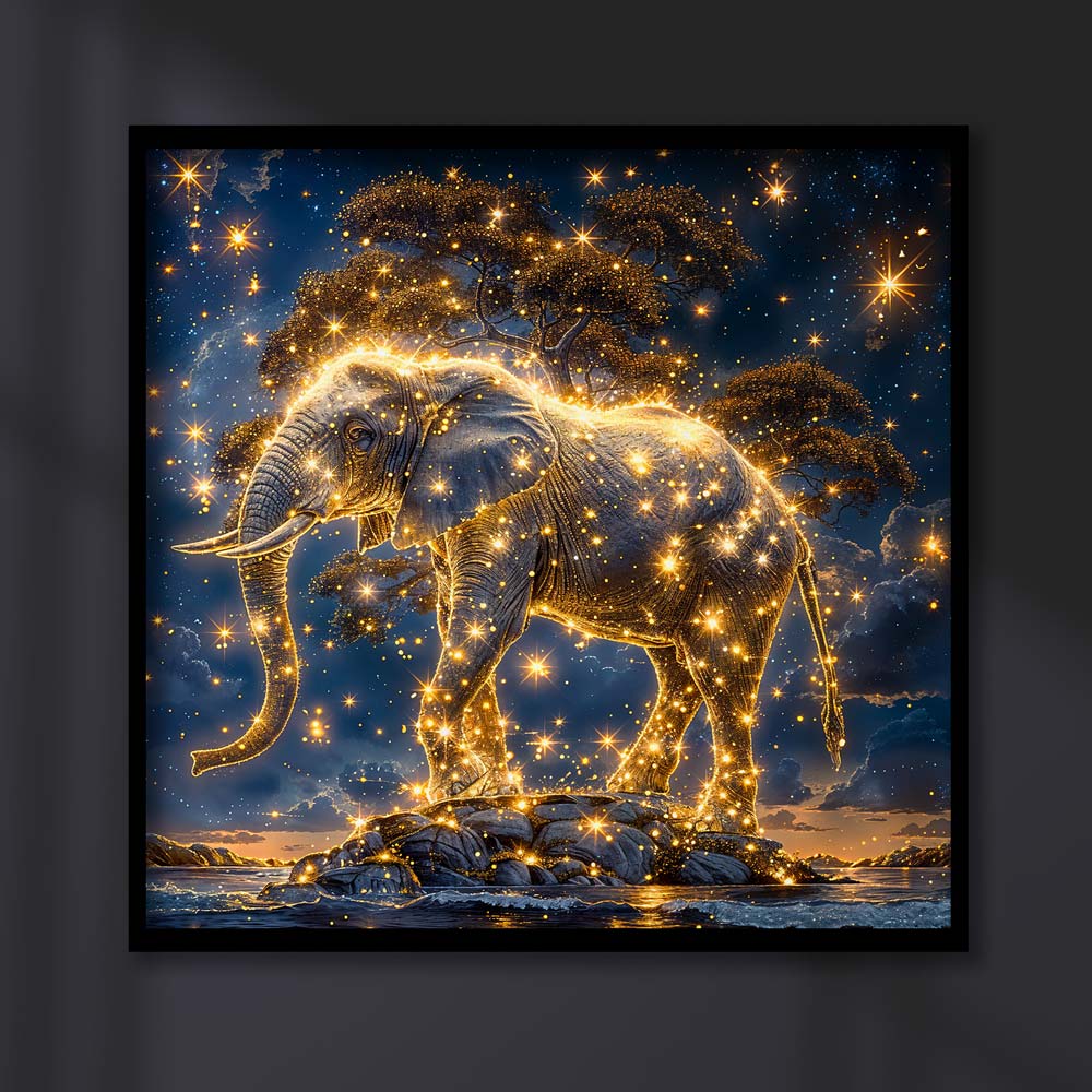 5D Diamond Painting AB Steine - Lunar Guardian Elefant mit 100 Farben, Unique-Diamond