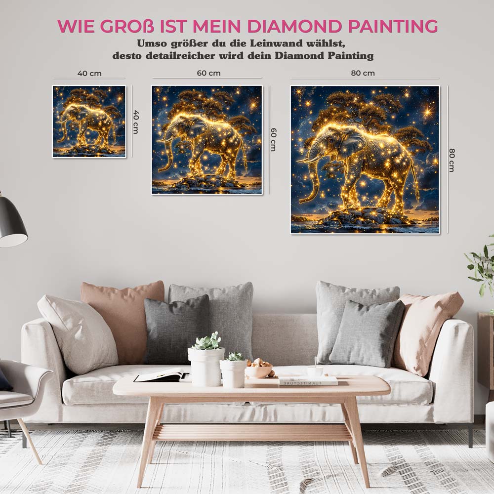 5D Diamond Painting AB Steine - Lunar Guardian Elefant mit 100 Farben, Unique-Diamond