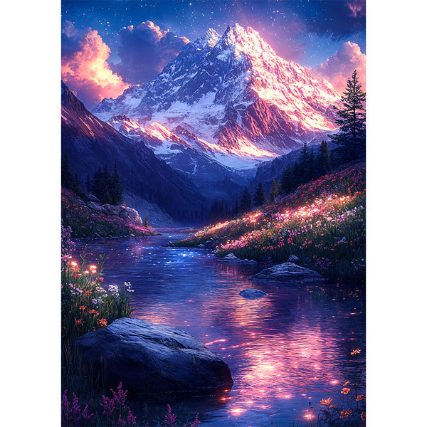 5D Diamond Painting AB Steine - Mystische Berglandschaft, Unique-Diamond