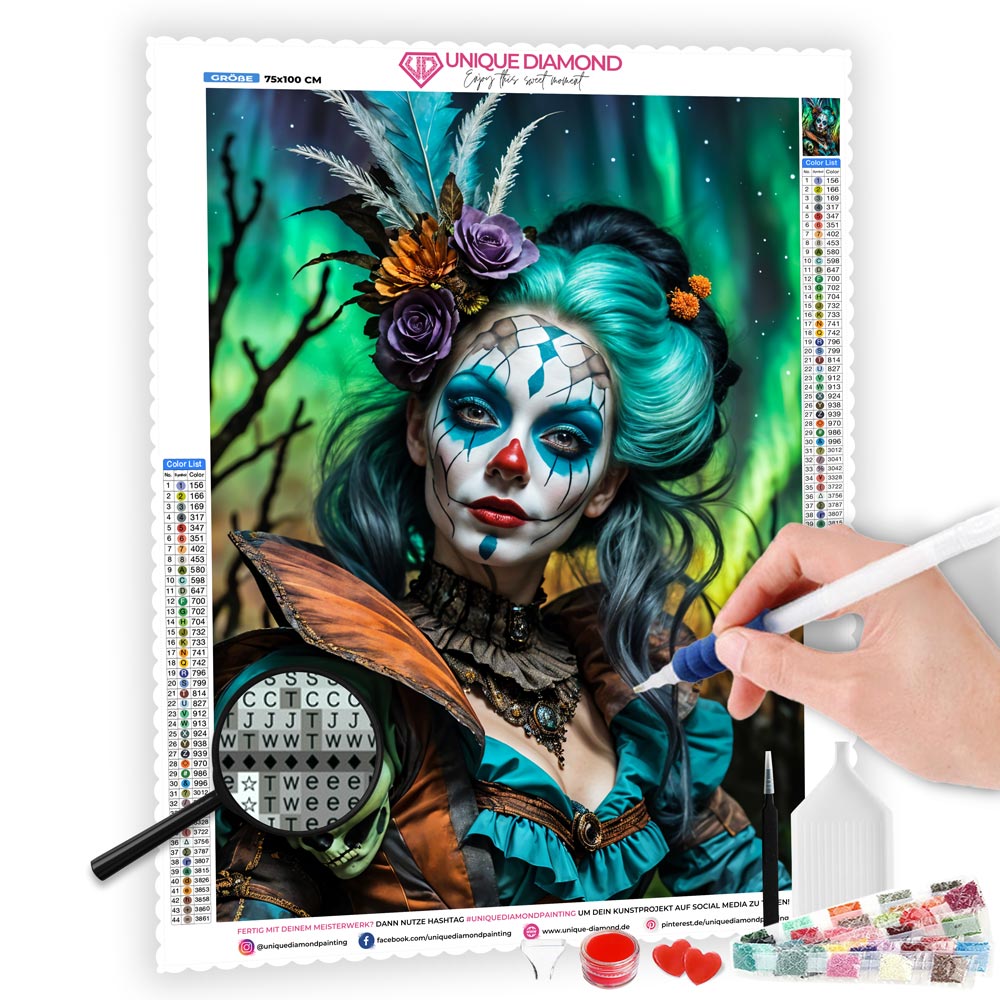 5D Diamond Painting AB Steine - Mystische Maskerade mit 100 Farben, Unique-Diamond