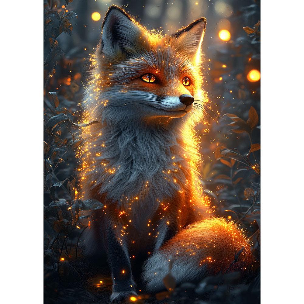 5D Diamond Painting AB Steine - Mystischer Glanzfuchs, Unique-Diamond