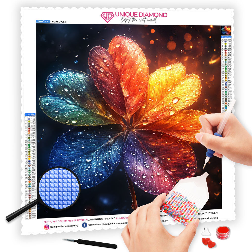 5D Diamond Painting AB Steine - Regenbogentau mit 100 Farben, Unique-Diamond