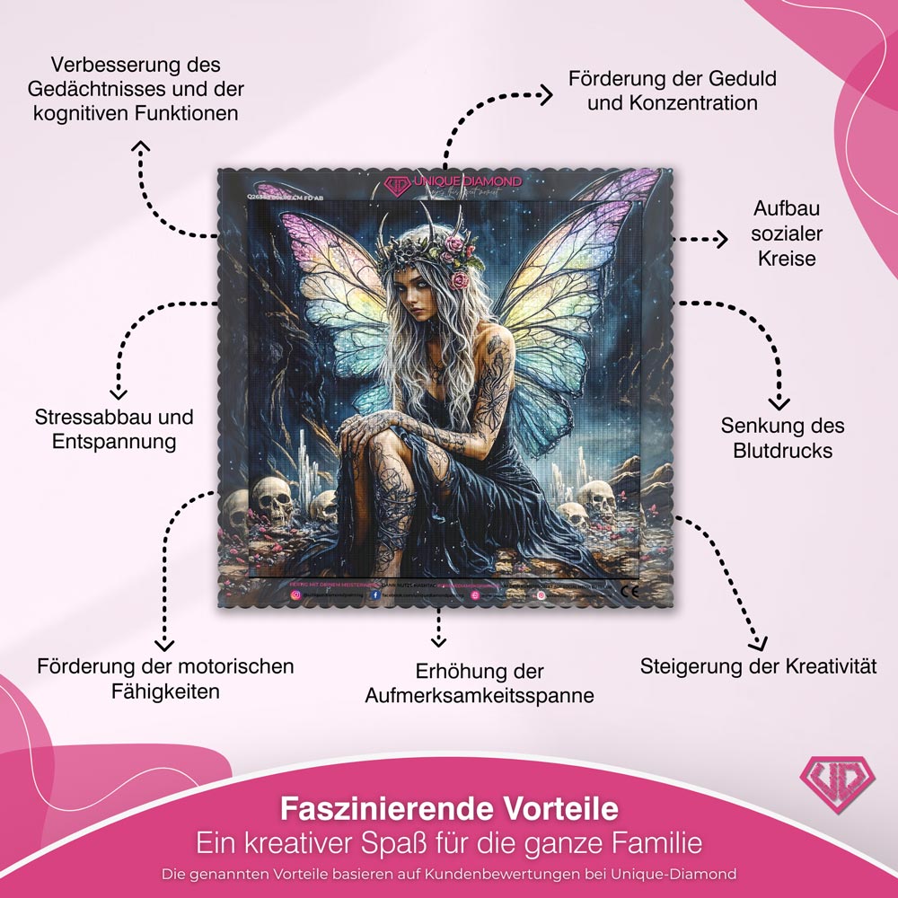 5D Diamond Painting –  Schattenfee mit Regenbogenflügeln Unique-Diamond