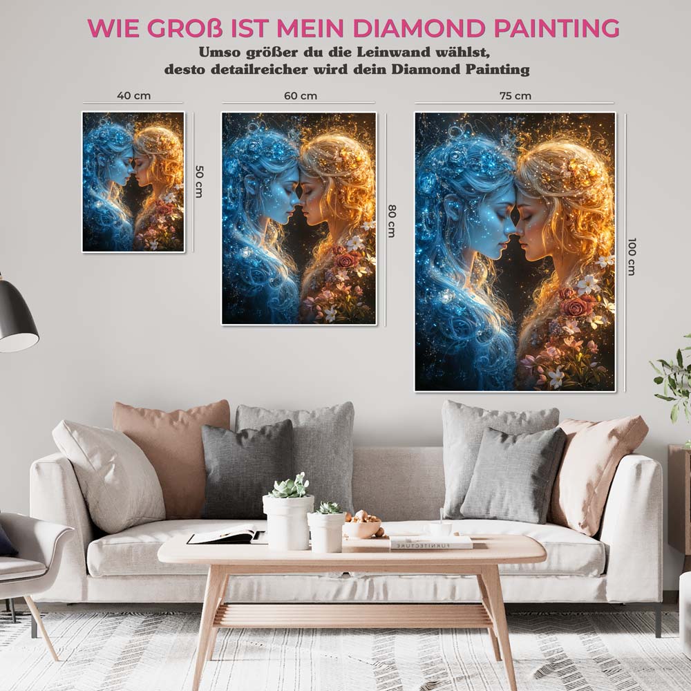 5D Diamond Painting AB Steine - Schwestern der Elemente, Unique-Diamond