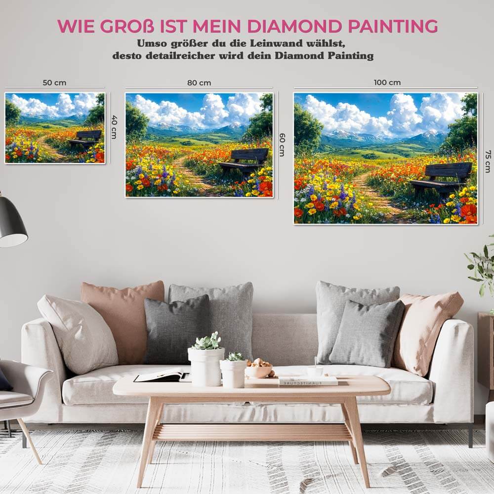 5D Diamond Painting AB Steine - Blühende Landschaft, Unique-Diamond