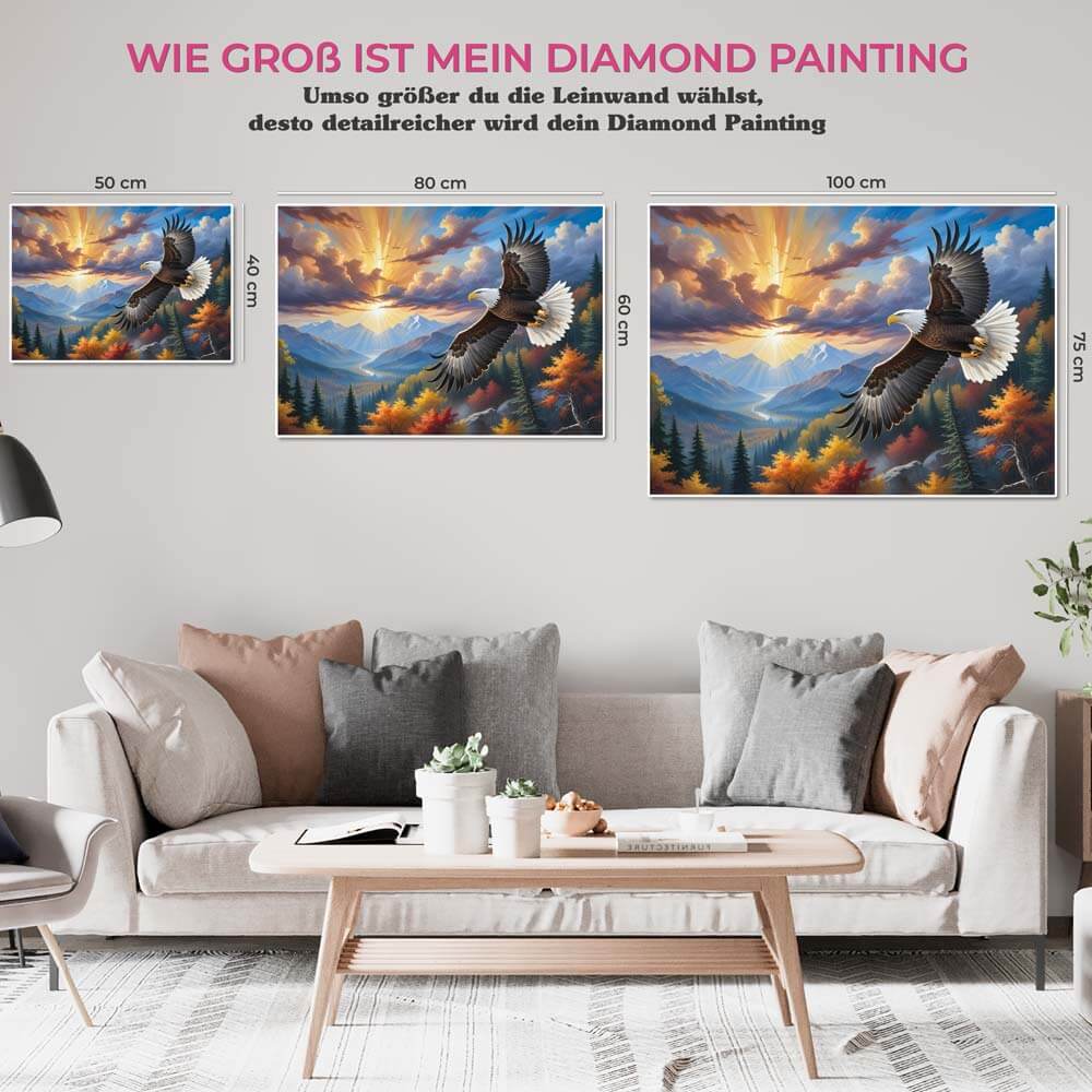 5D Diamond Painting AB Steine Adler bei Sonnenuntergang, Unique-DIamond