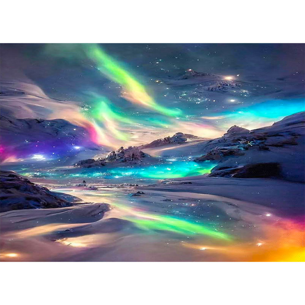 5D Diamond Painting AB Steine Aurora Landschaft, Unique-Diamond