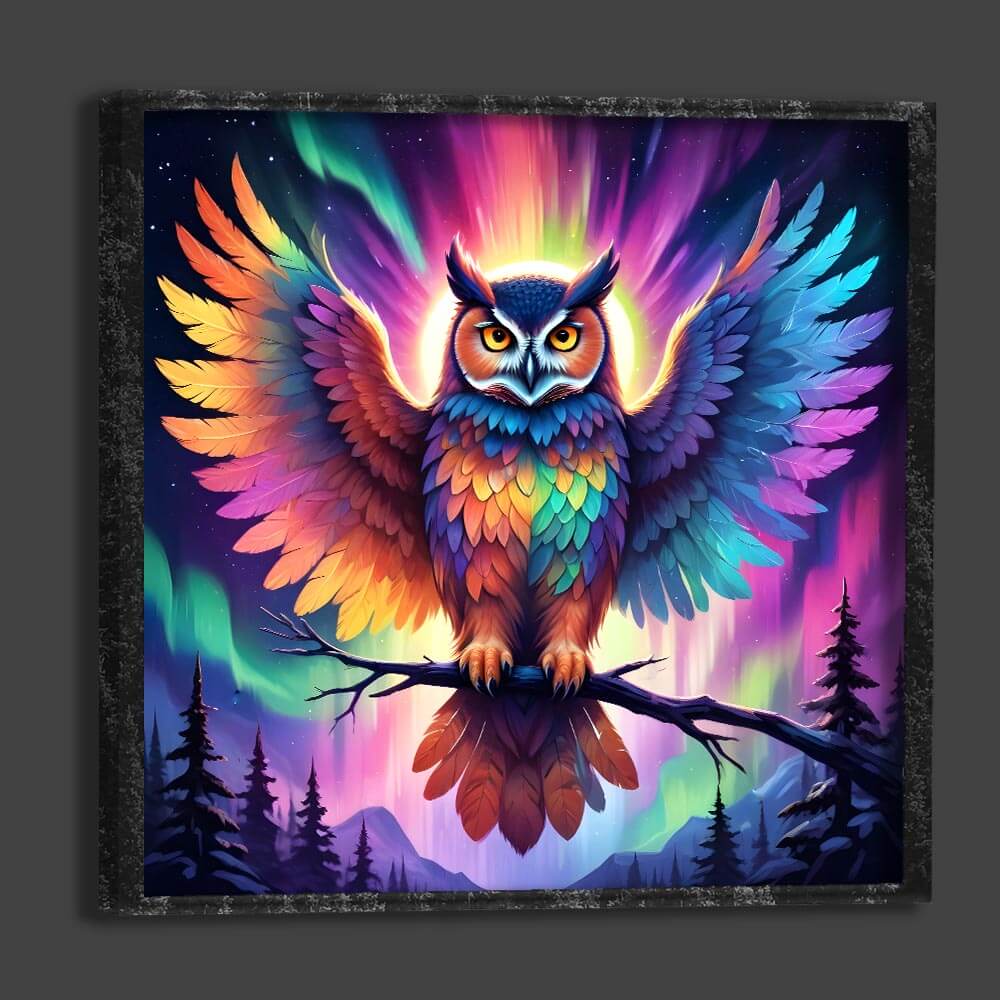 5D Diamond Painting AB Steine Aurora Owl mit 100 Farben, Unique-Diamond