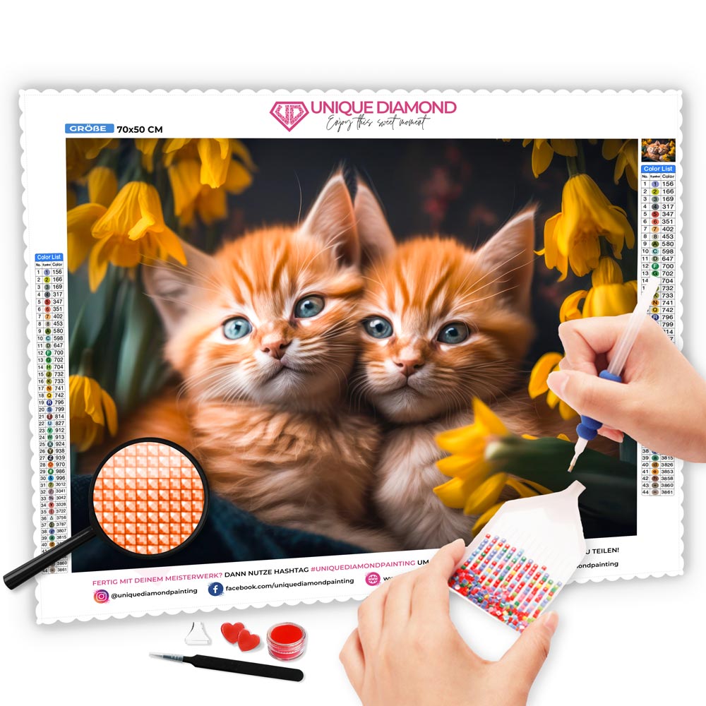 5D Diamond Painting AB Steine Baby Katzen, Unique-Diamond