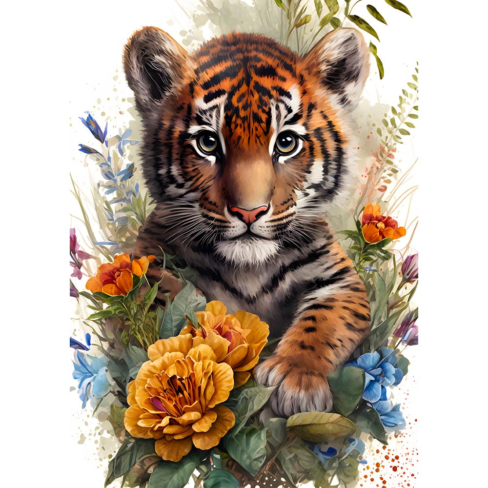 5D Diamond Painting AB Steine Baby Tiger, Unique-Diamond