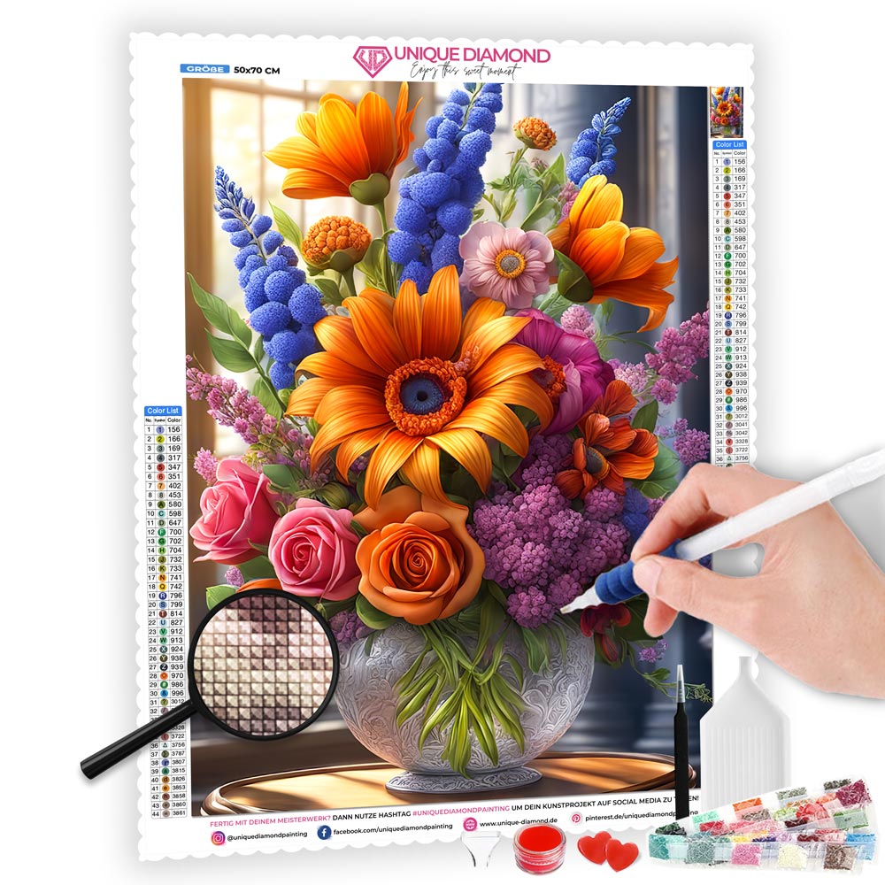 5D Diamond Painting AB Steine Beautiful Bouquet, Unique-Diamond