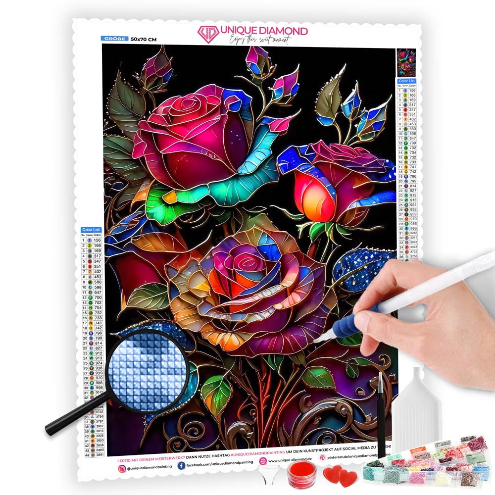 5D Diamond Painting AB Steine Beautiful Roses, Unique-Diamond