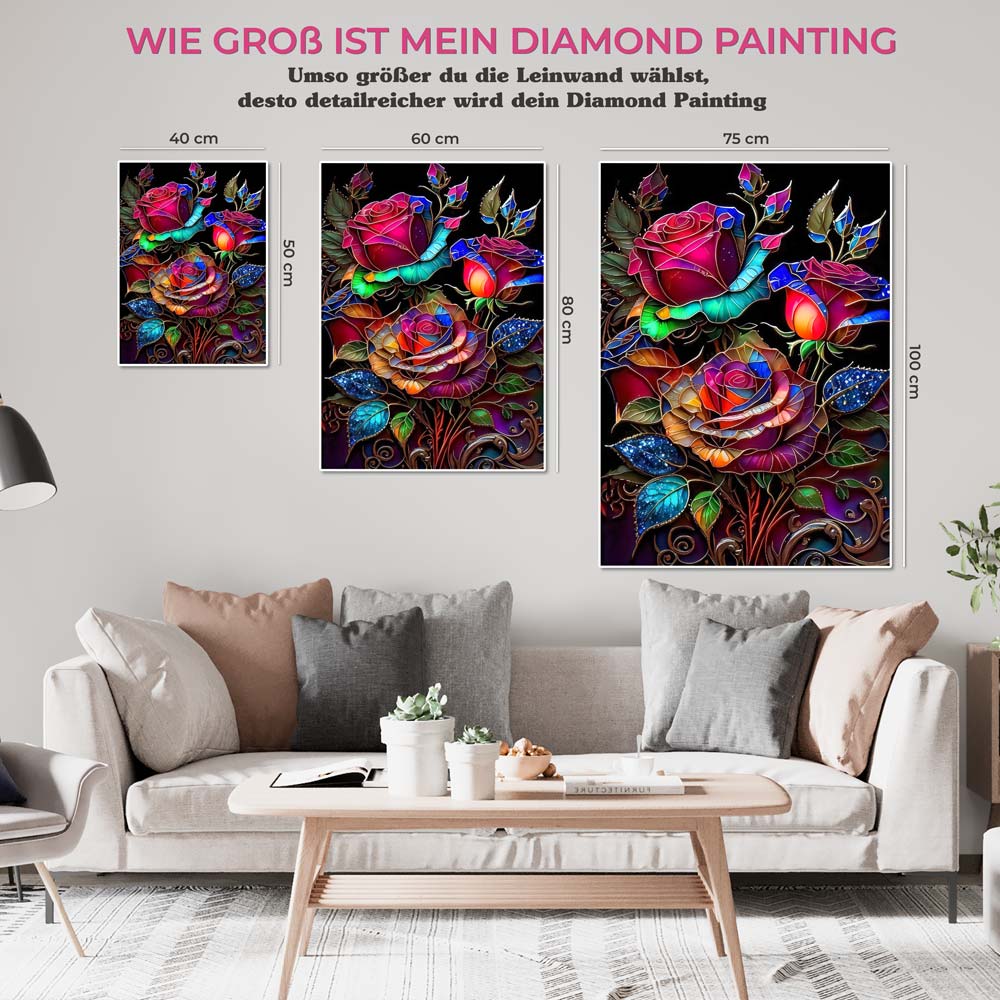 5D Diamond Painting AB Steine Beautiful Roses, Unique-Diamond