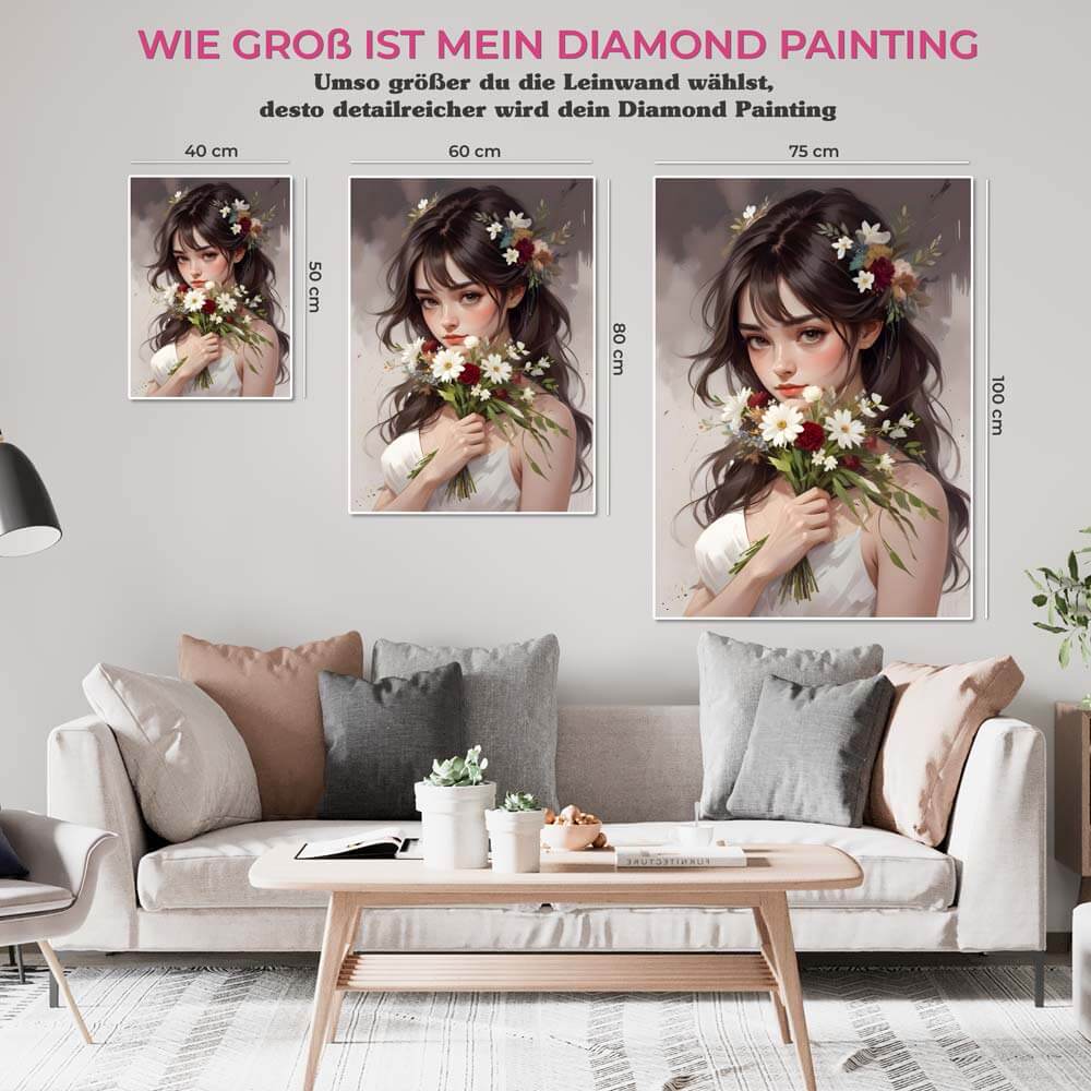 5D Diamond Painting AB Steine Beauty With A Bouquet, Unique-Diamond