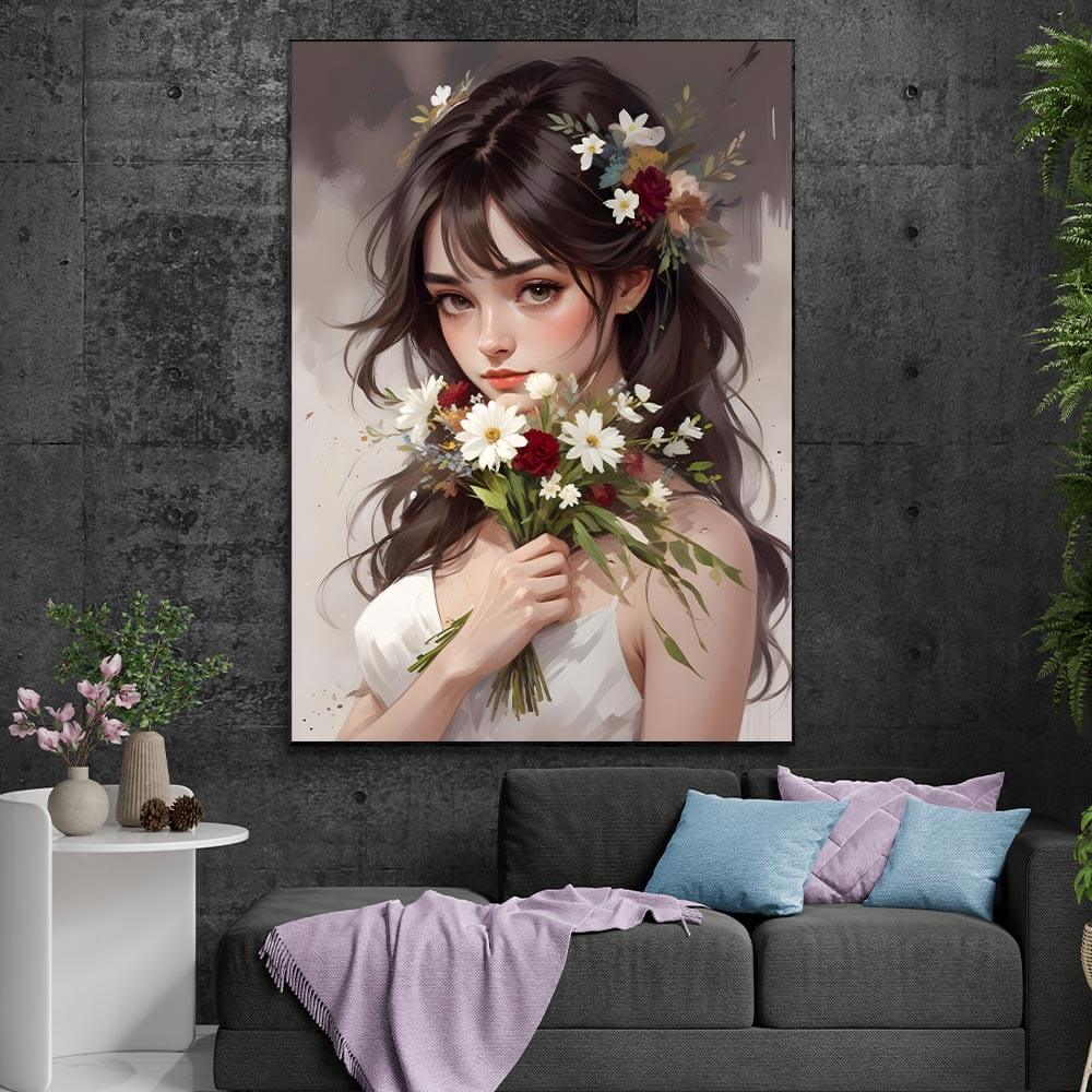 5D Diamond Painting AB Steine Beauty With A Bouquet, Unique-Diamond