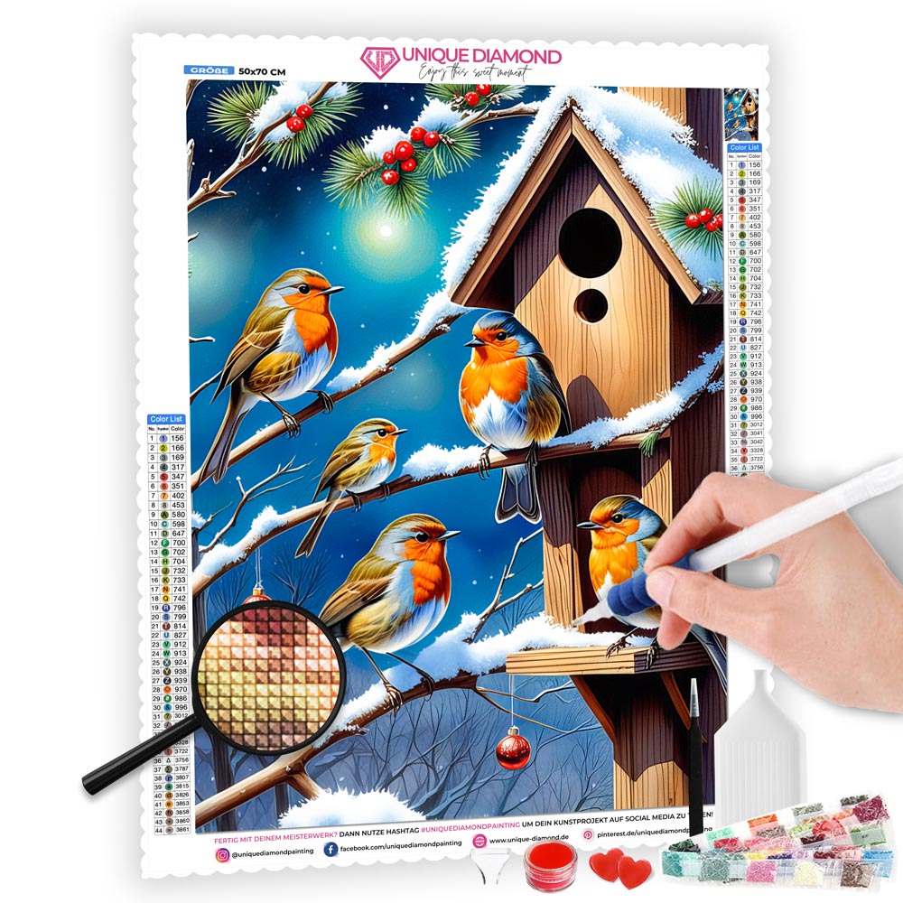 5D Diamond Painting AB Steine Bird Family