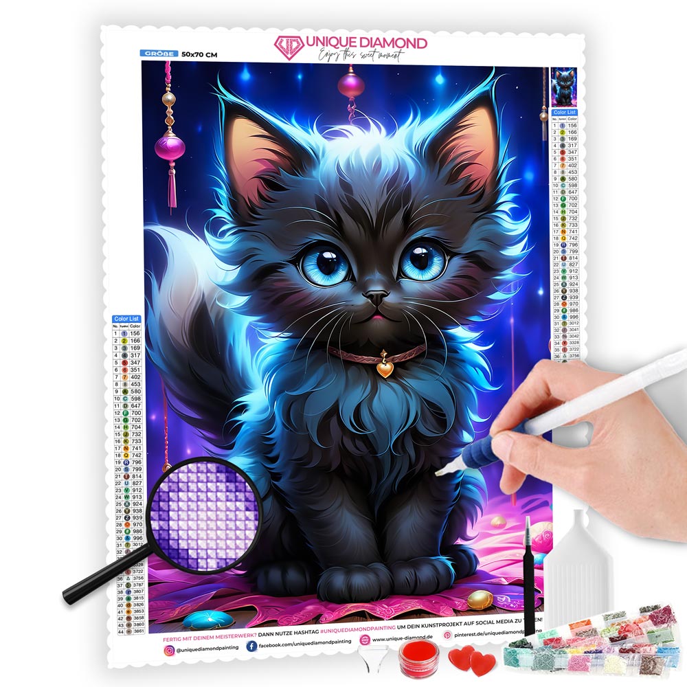 5D Diamond Painting AB Steine Black Cat, Unique-Diamond