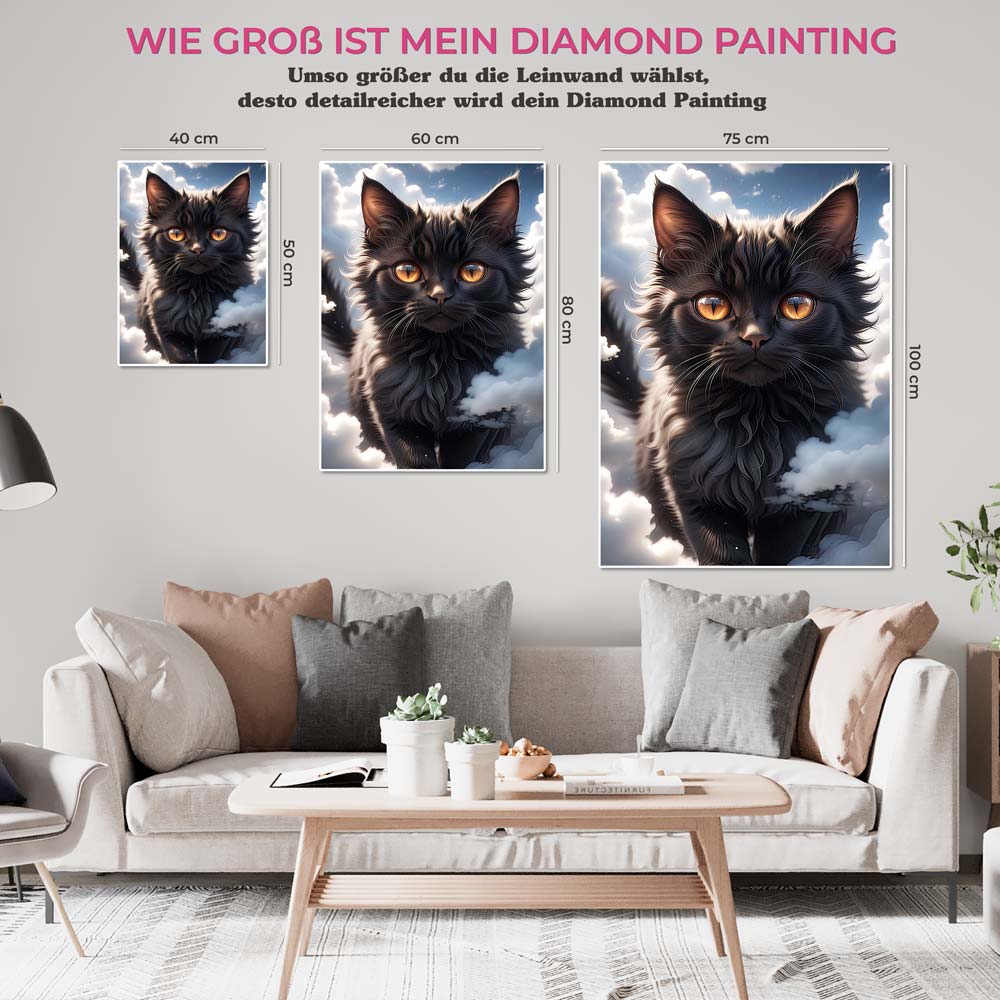 5D Diamond Painting AB Steine Black Cat, Unique-Diamond