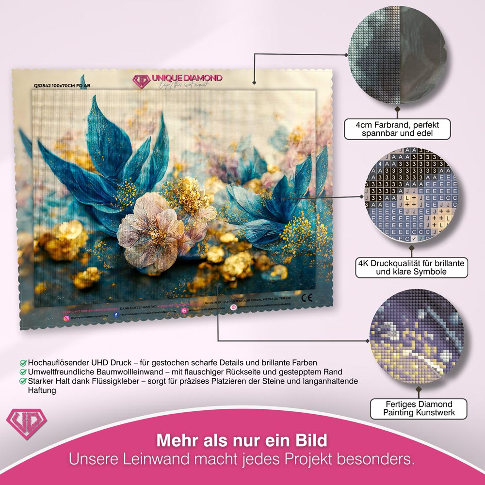 5D Diamond Painting – Blaue Blumen Unique-Diamond