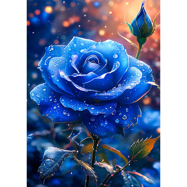 5D Diamond Painting AB Steine Blaue Rose, Unique-Diamond