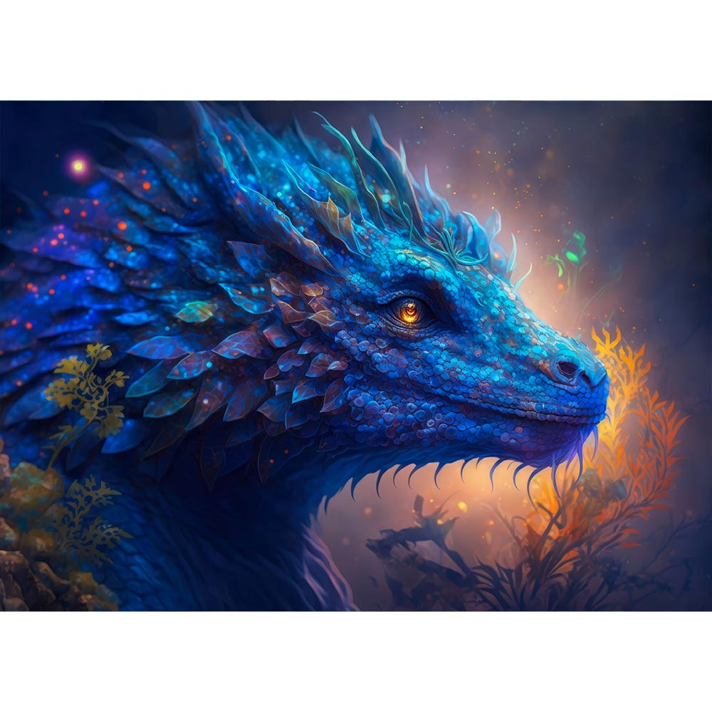 5D Diamond Painting AB Steine Blauer Drache, Unique-Diamond