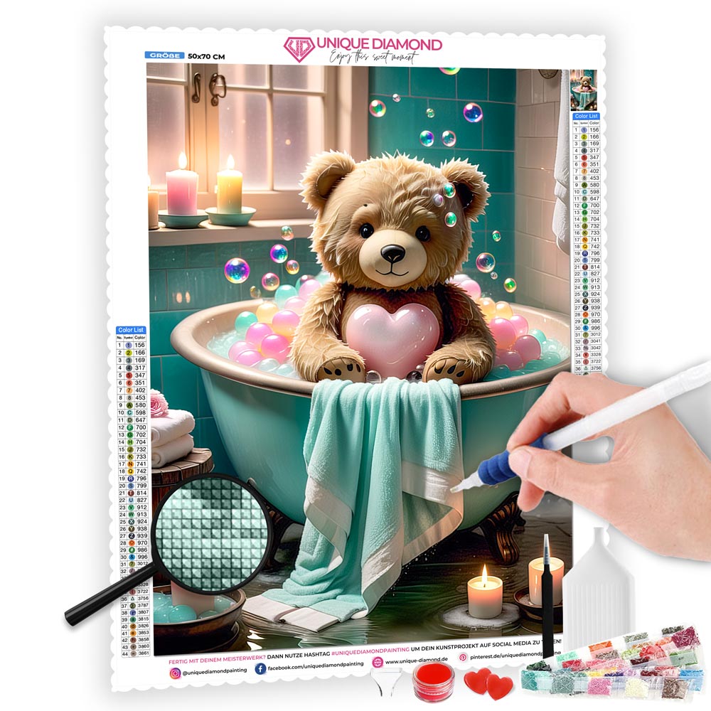 5D Diamond Painting AB Steine Bubble Bear, Unique-Diamond