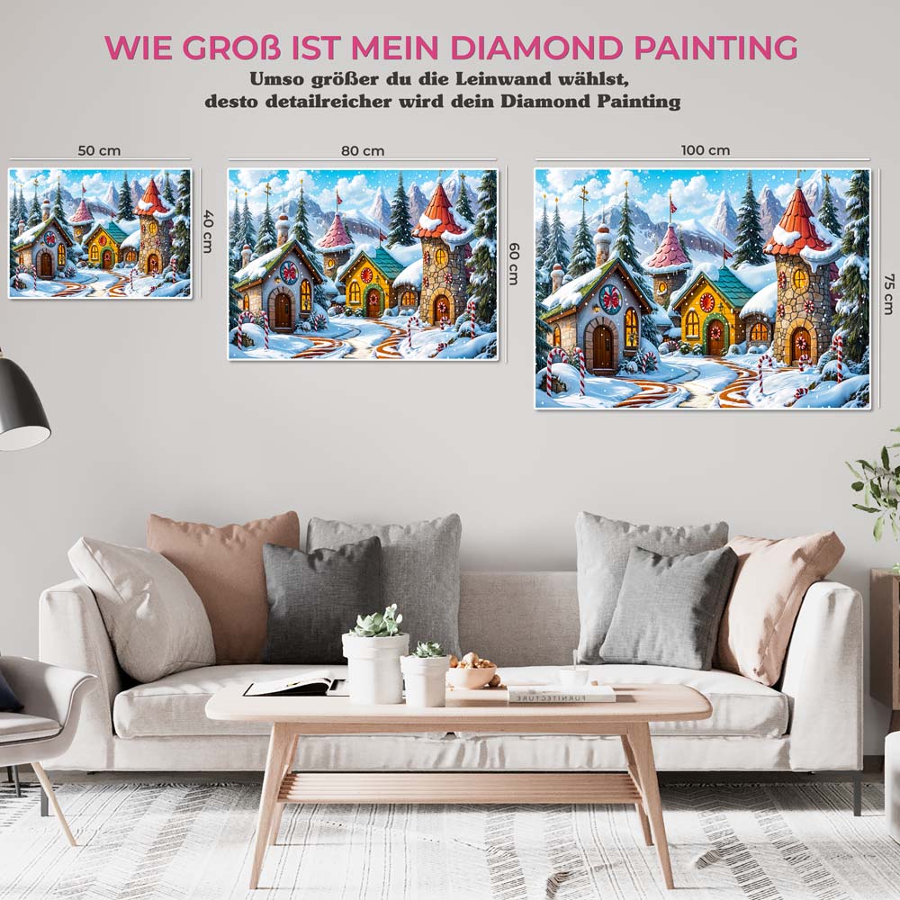 5D Diamond Painting AB Steine Cartoon Häuser, Unique-Diamond