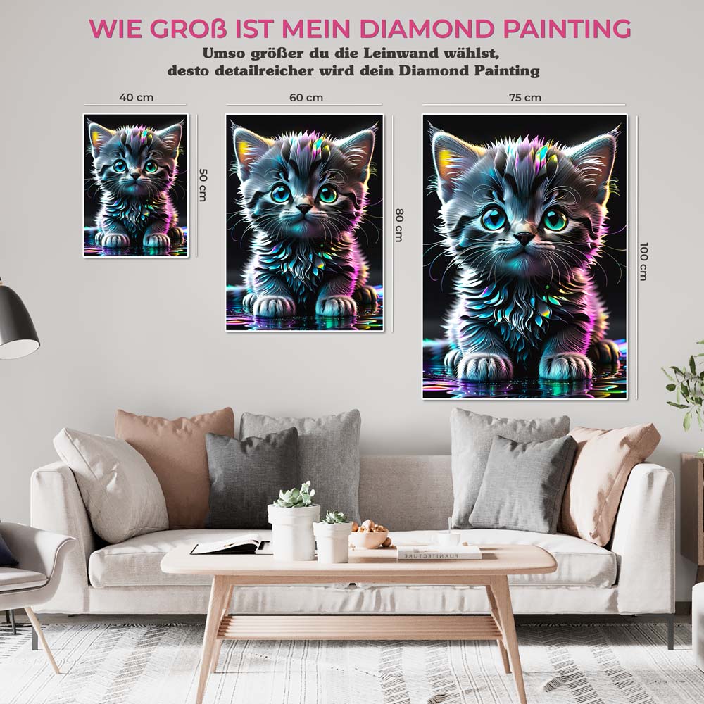 5D Diamond Painting AB Steine Cat mit 100 Farben, Unique-Diamond