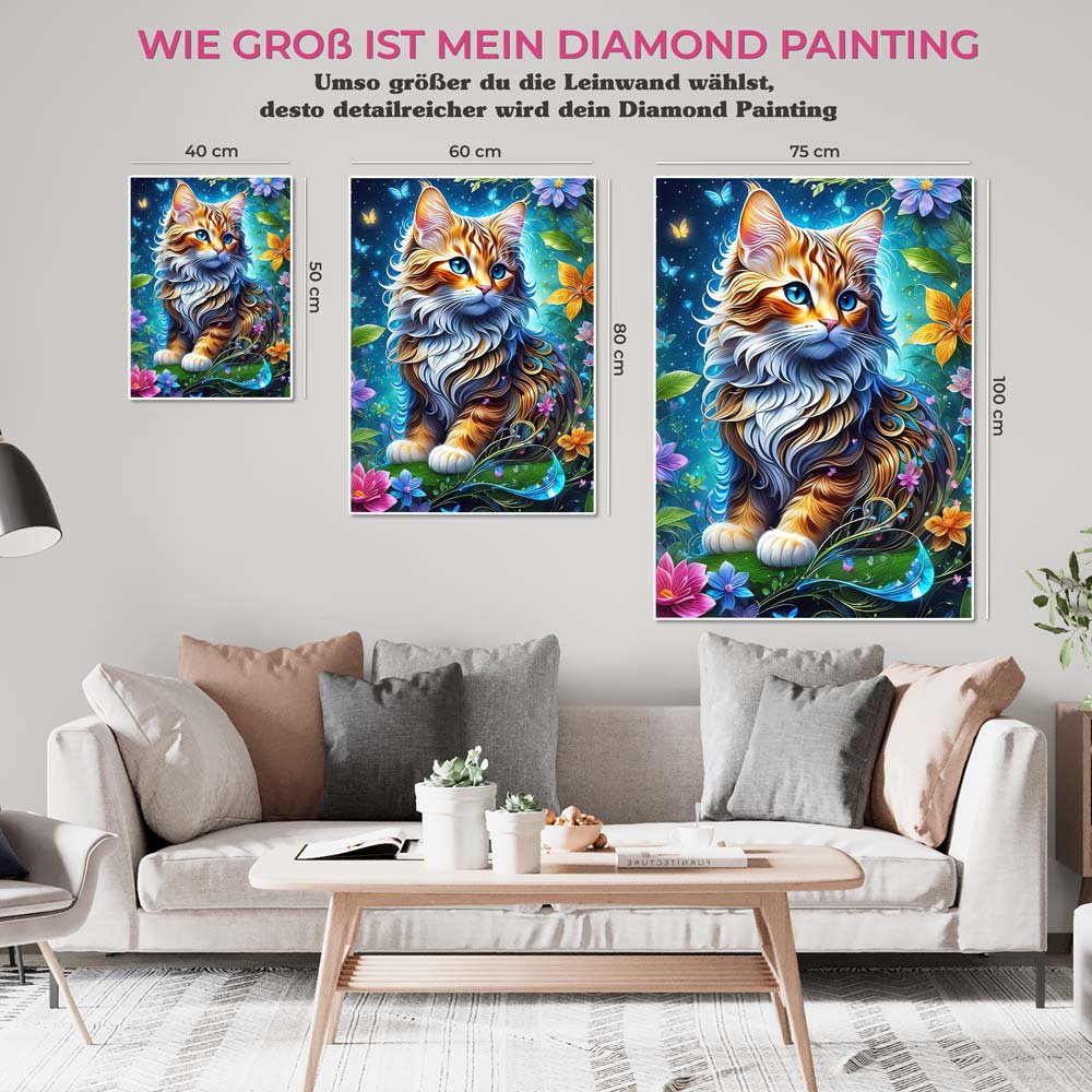 5D Diamond Painting AB Steine Cat In Paradise, Unique-Diamond