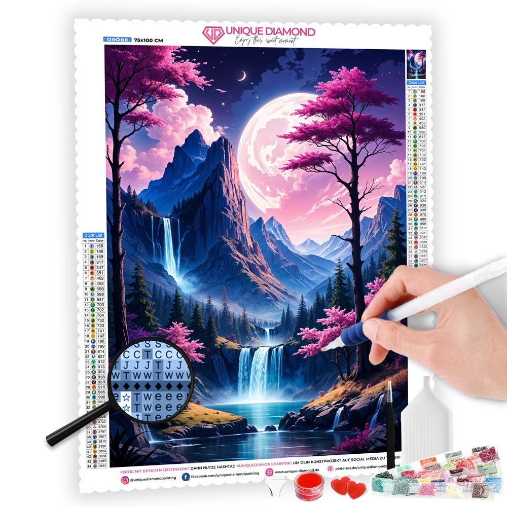 5D Diamond Painting AB Steine Celestial Forest mit 100 Farben, Unique-Diamond