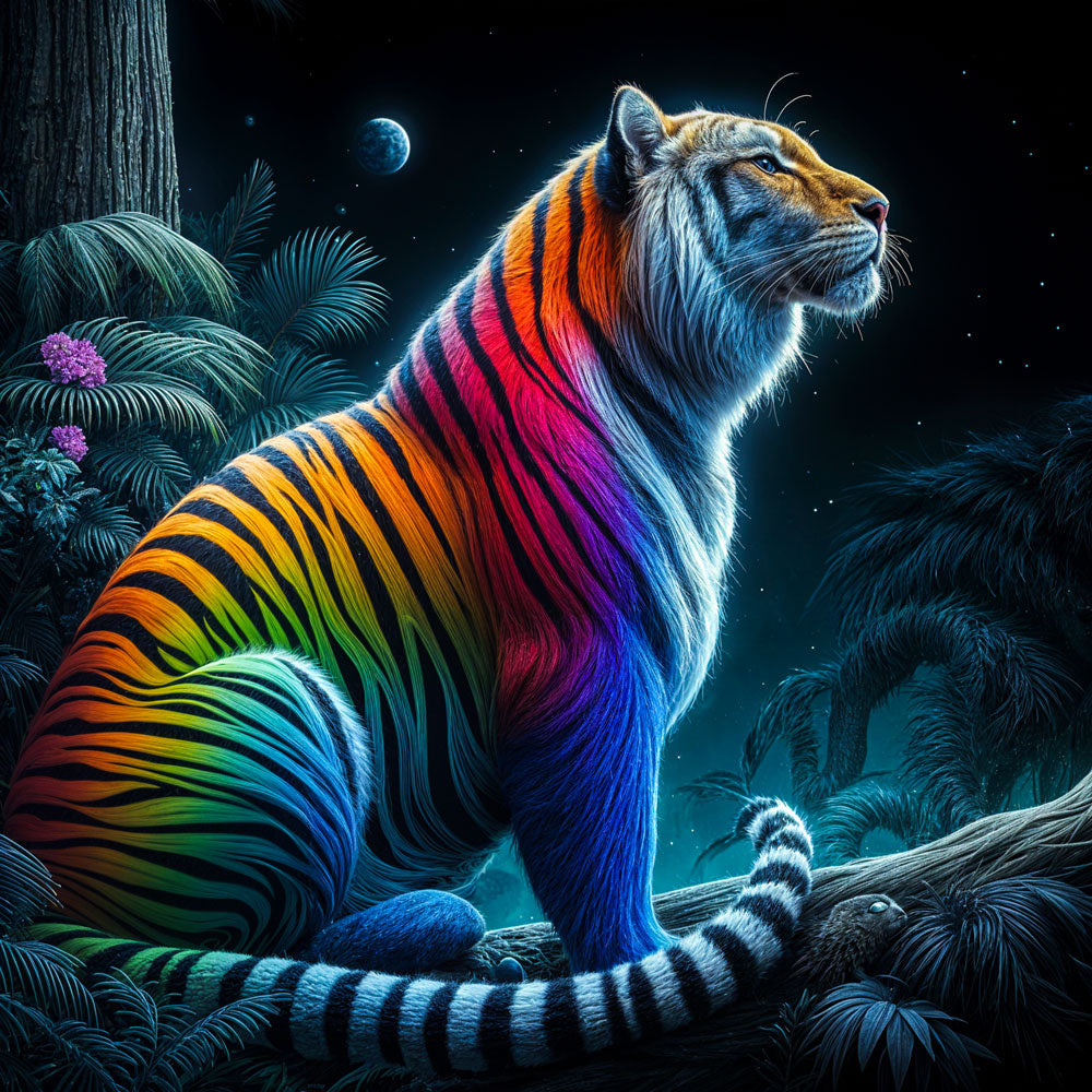 5D Diamond Painting AB Steine Colored Tiger mit 100 Farben, Unique-Diamond