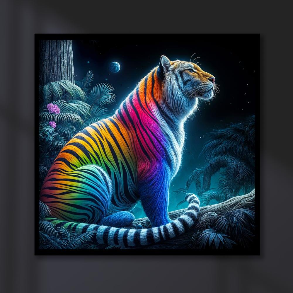 5D Diamond Painting AB Steine Colored Tiger mit 100 Farben, Unique-Diamond