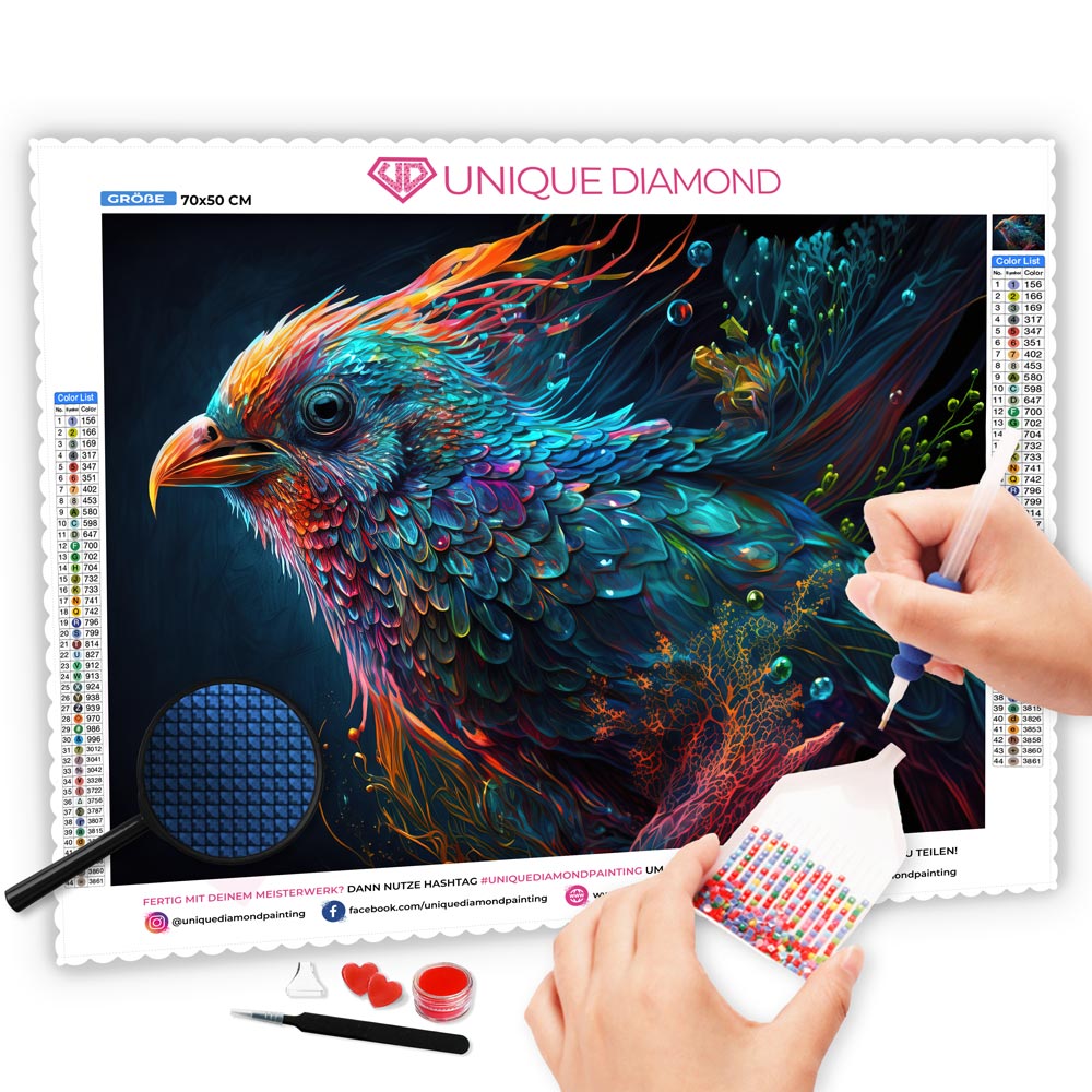 5D Diamond Painting AB Steine Colorful Bird, Unique-Diamond