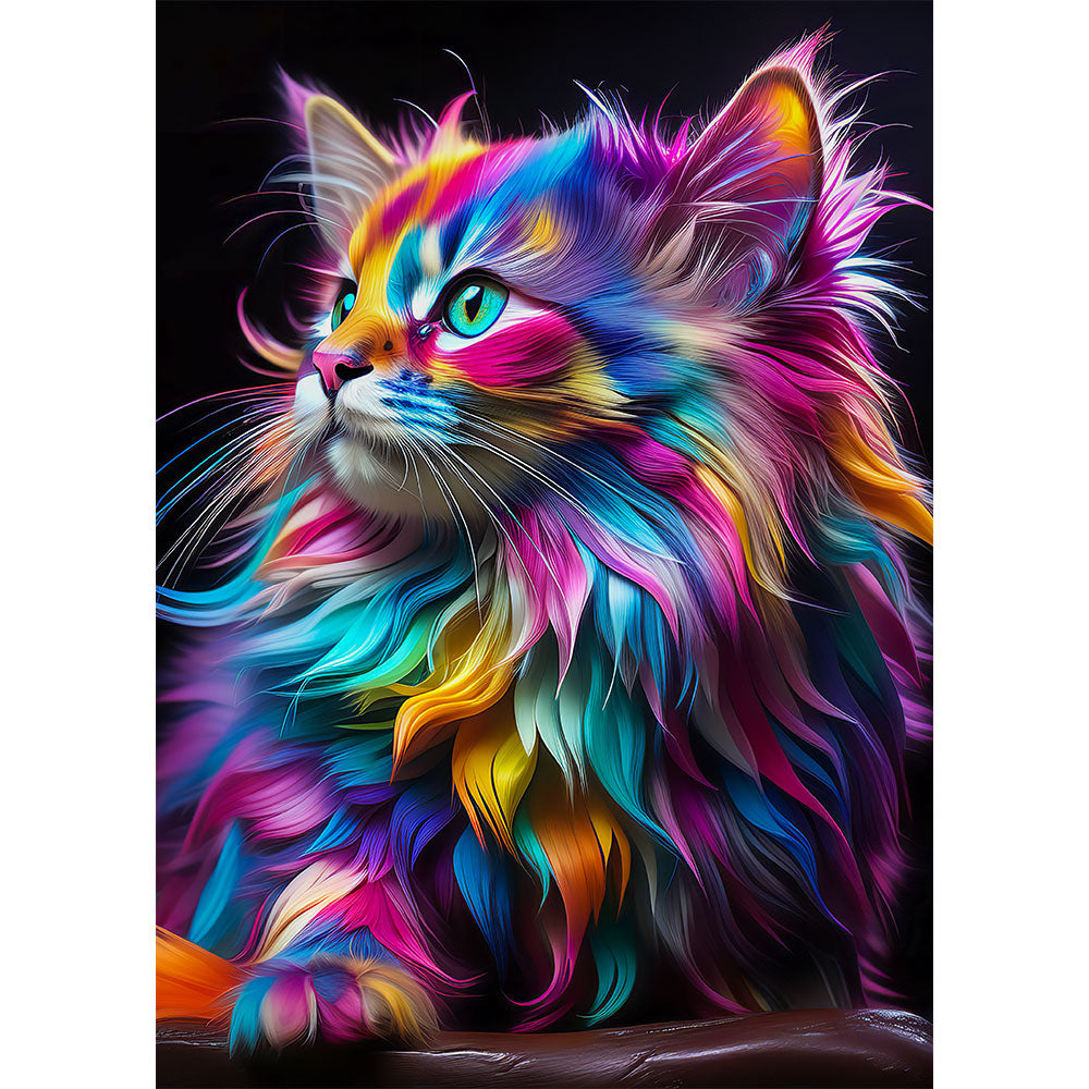 5D Diamond Painting AB Steine Colorful Cat mit 100 Farben, Unique-Diamond