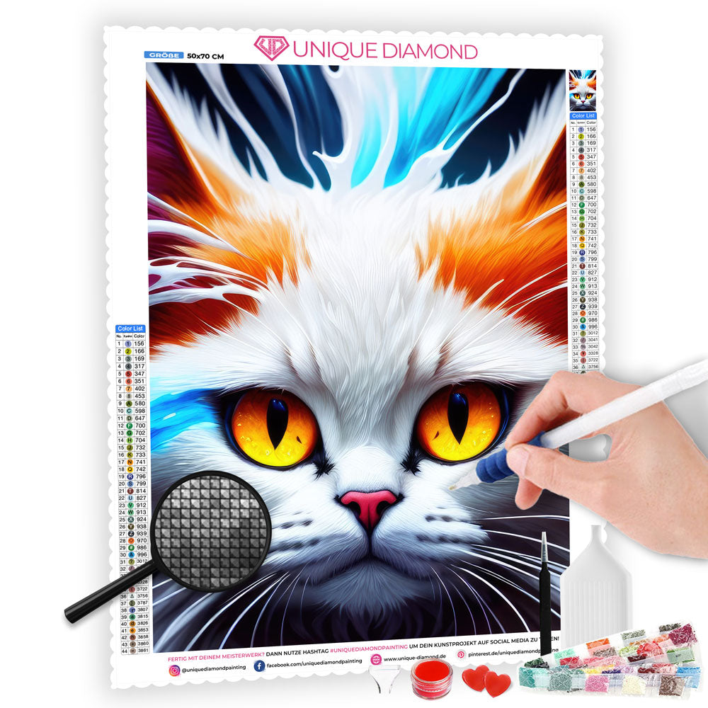 5D Diamond Painting AB Steine Colorful Cat, Unique-Diamond