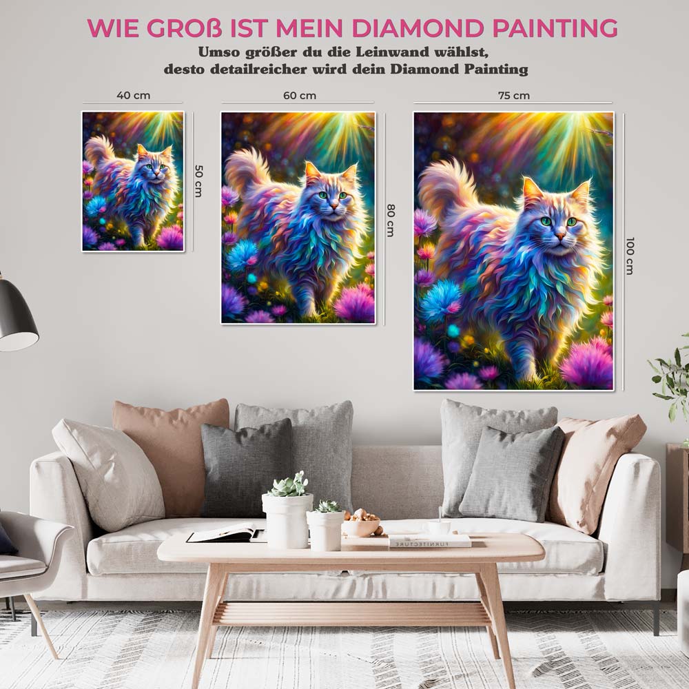 5D Diamond Painting AB Steine Colorful Cat, Unique-Diamond