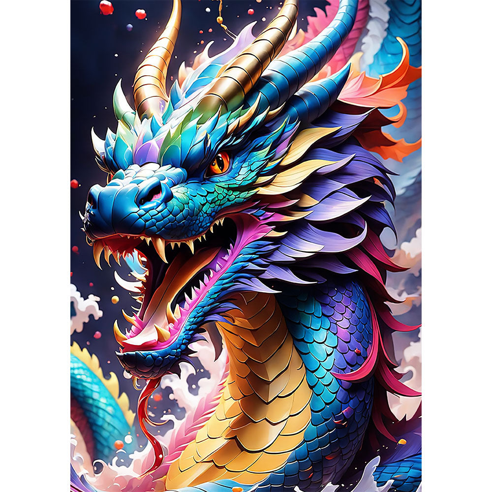 5D Diamond Painting AB Steine Colorful Dragon, Unique-Diamond