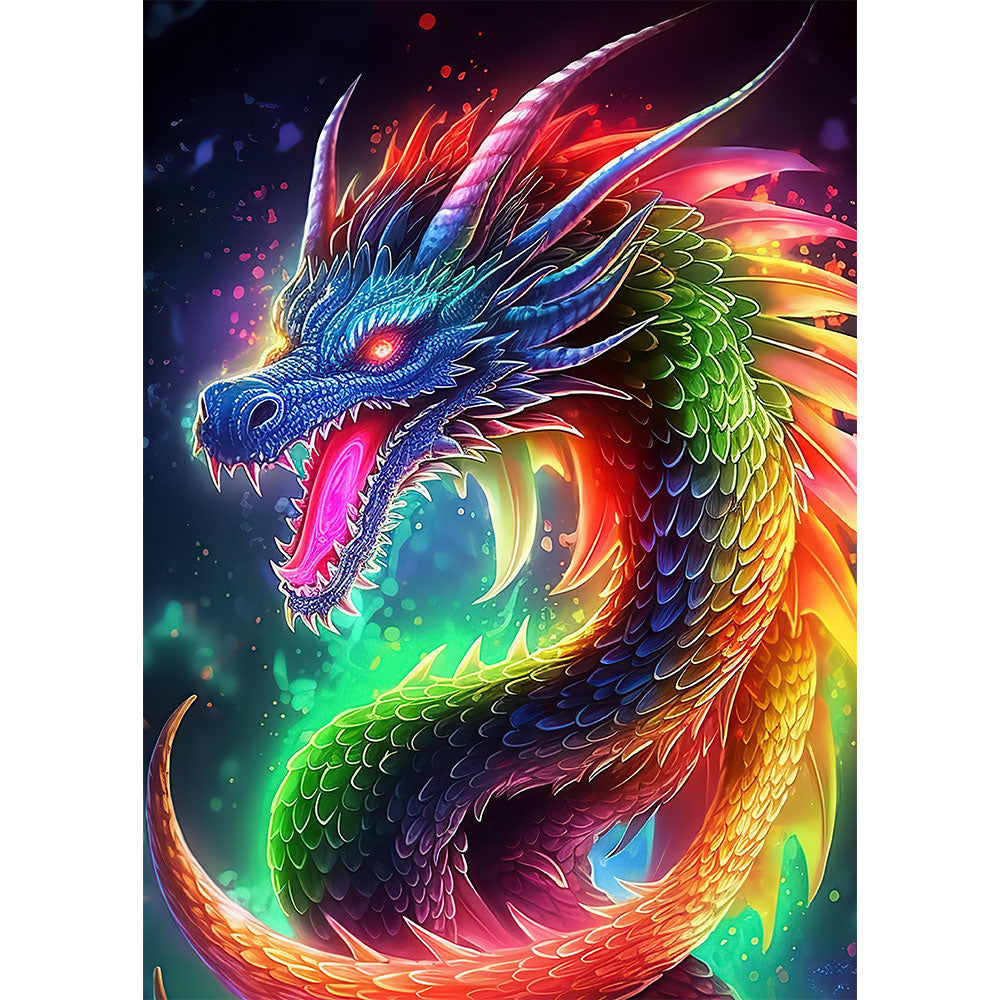 5D Diamond Painting AB Steine Colorful Dragon, Unique-Diamond