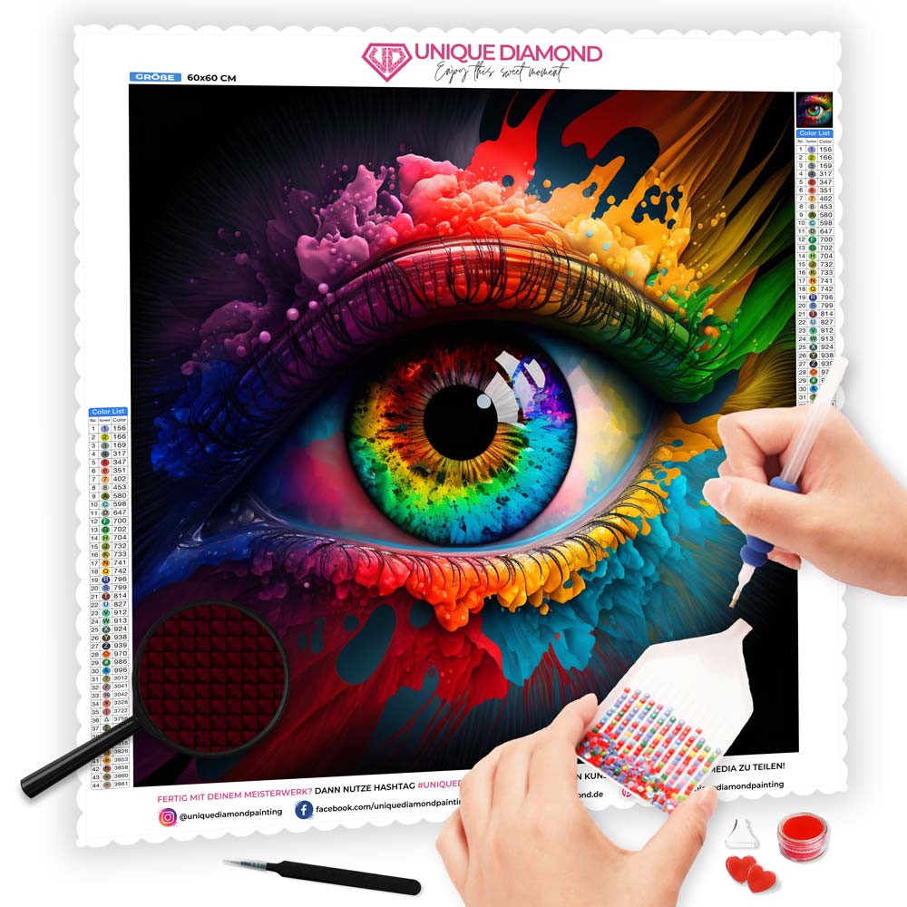 5D Diamond Painting AB Steine Colorful Eye, Unique-Diamond