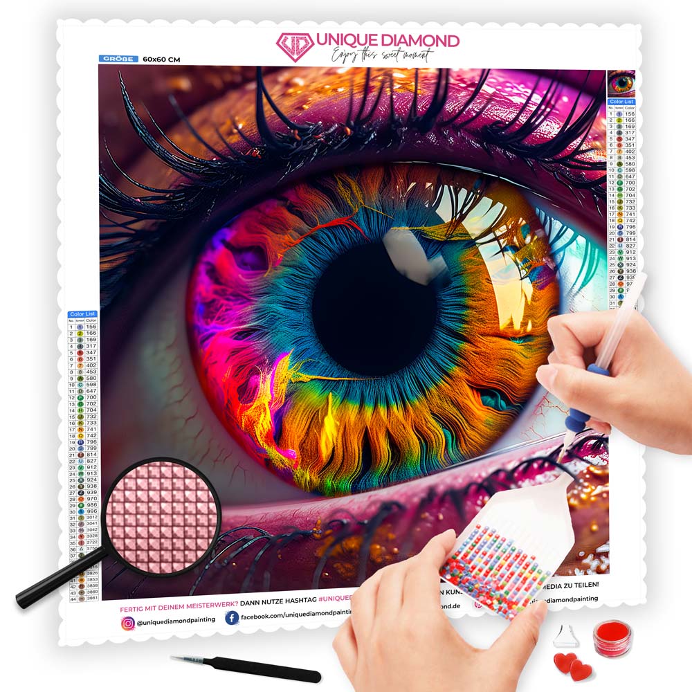 5D Diamond Painting AB Steine Colorful Eye, Unique-Diamond