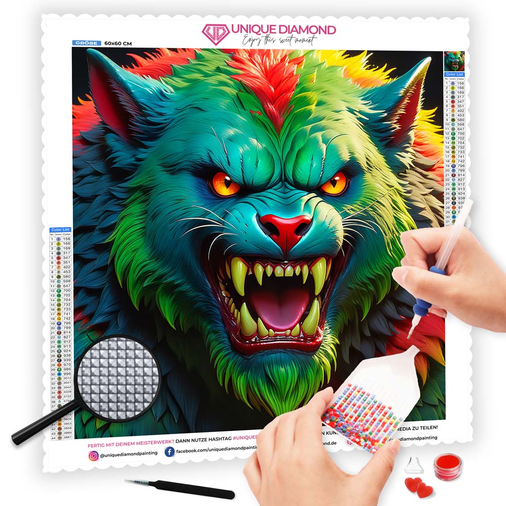 5D Diamond Painting AB Steine Colorful Monster, Unique-Diamond