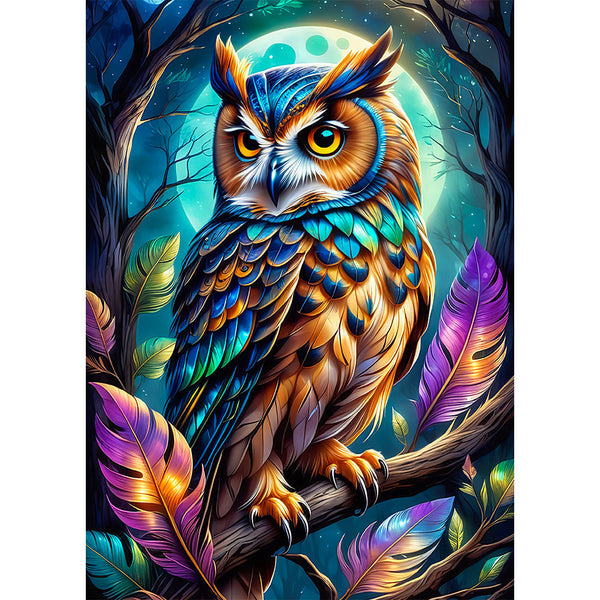 5D Diamond Painting AB Steine Colorful Owl, Unique-Diamond