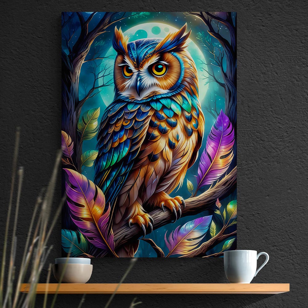 5D Diamond Painting AB Steine Colorful Owl, Unique-Diamond