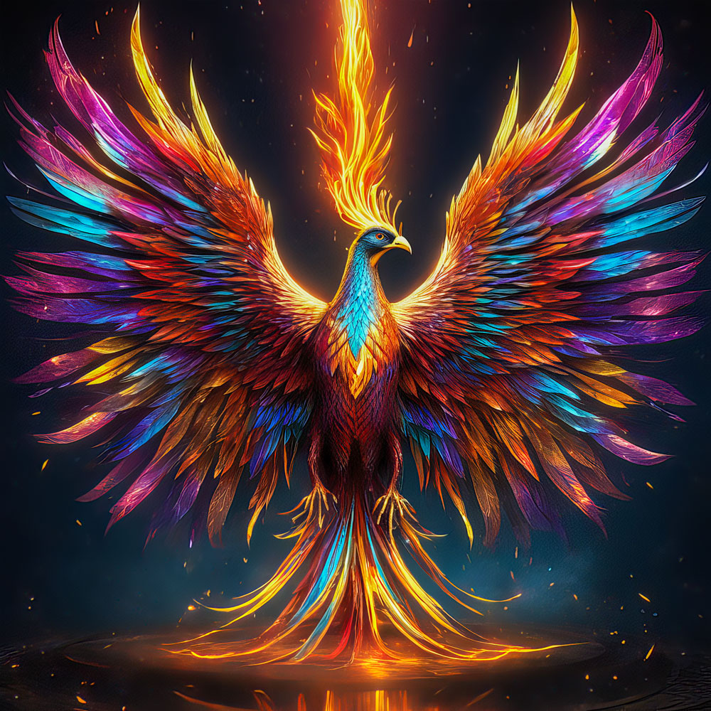 5D Diamond Painting AB Steine Colorful Phoenix, Unique-Diamond