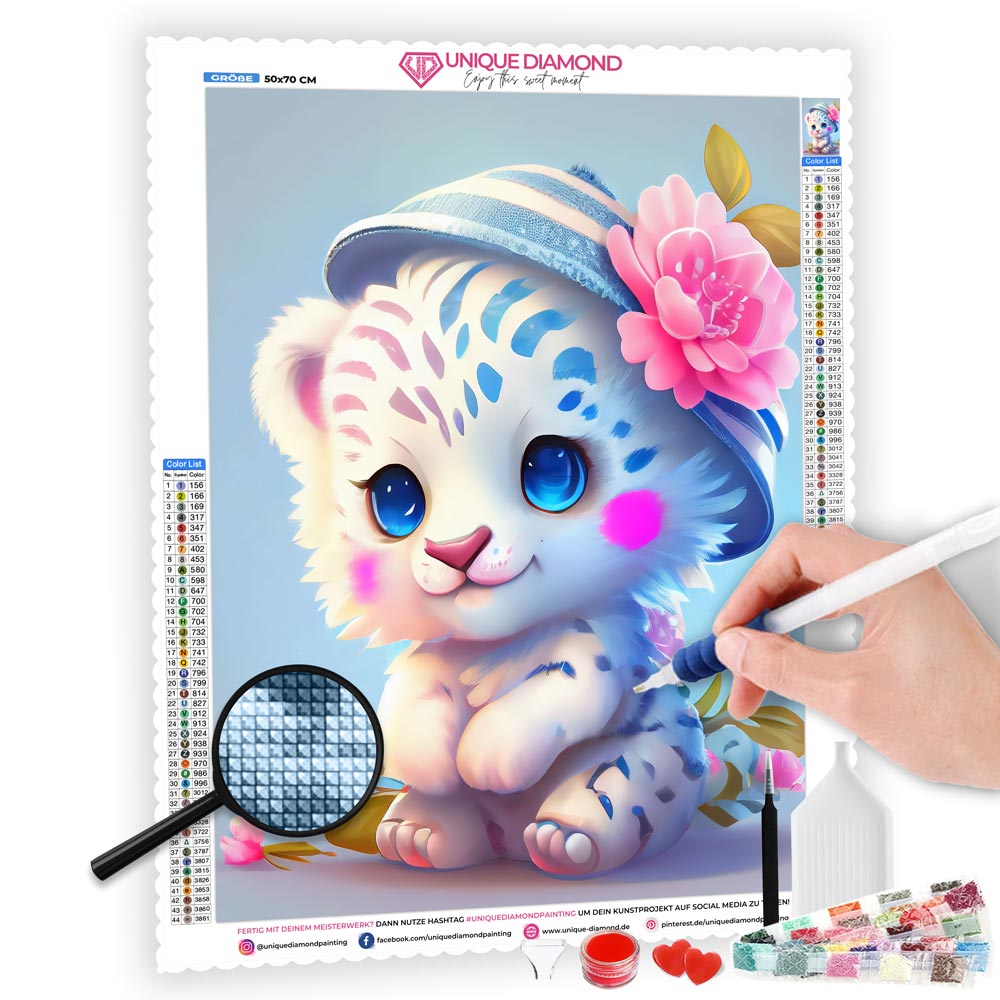 5D Diamond Painting AB Steine Colorful Tiger, Unigue-Diamond