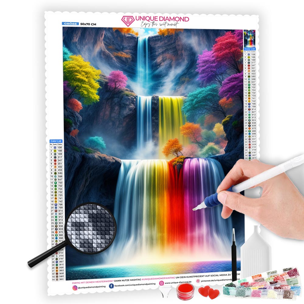 5D Diamond Painting AB Steine Colorful Waterfall, Unique-Diamond