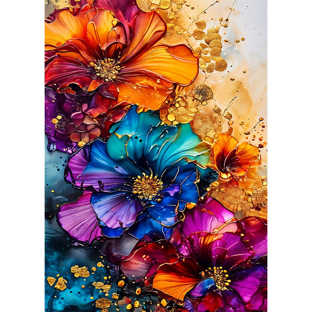 5D Diamond Painting AB Steine Colourful Flowers mit 100 Farben, Unique-diamodn