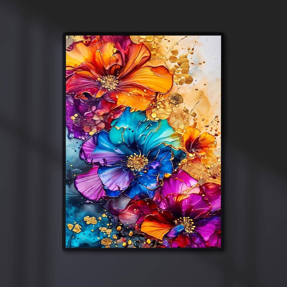 5D Diamond Painting AB Steine Colourful Flowers mit 100 Farben, Unique-diamodn