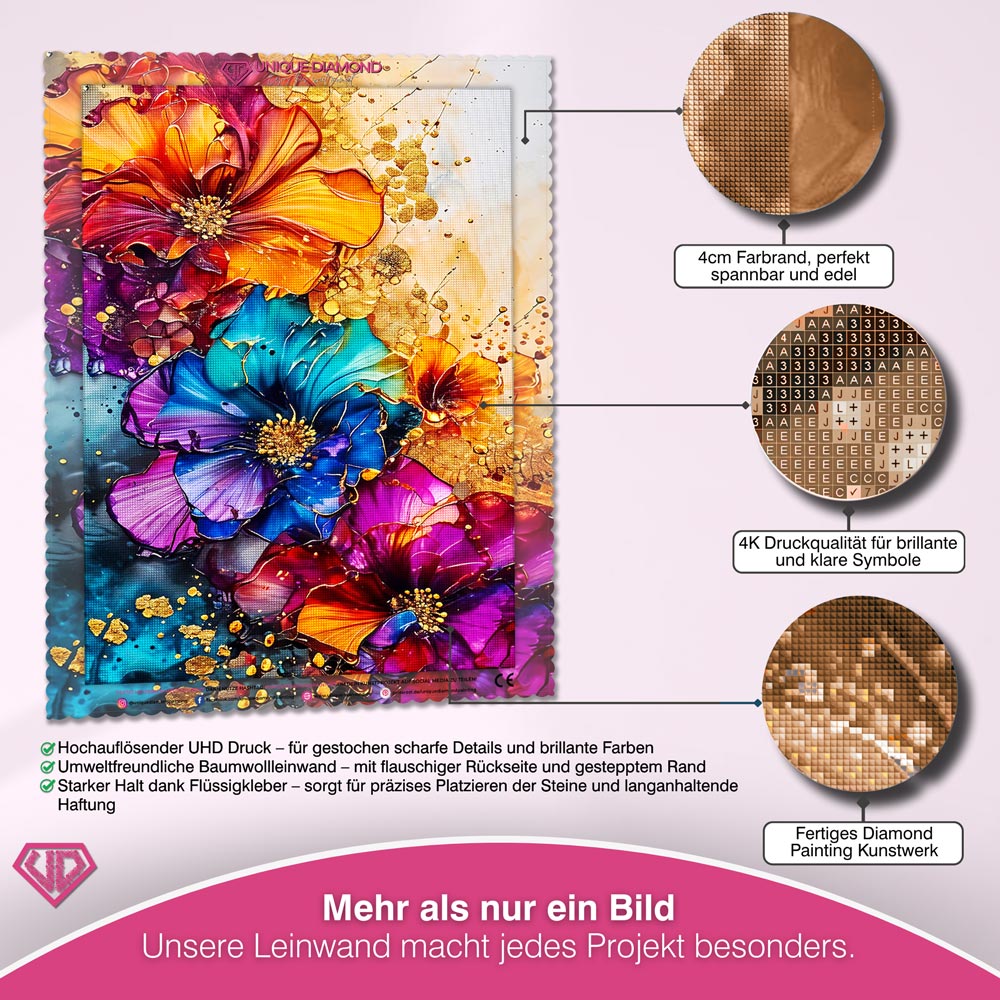 5D Diamond Painting – Colourful Flowers Unique-Diamond